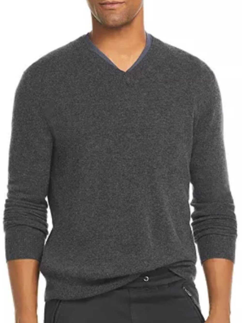 The Men's Store at Bloomingdale's Cashmere V-Neck Sweater, Coal, M